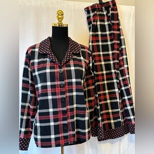 Vera Bradley Plaid Pajama Set Button Top & Pants Women’s XXL